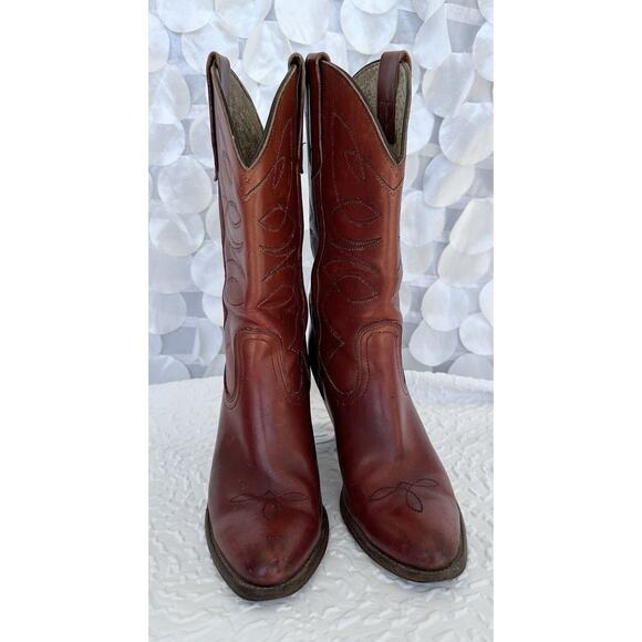 Frye Womens 8 True Vintage 70’s Western Cowgirl Cowboy Boots Redwood USA MADE - Picture 6 of 16